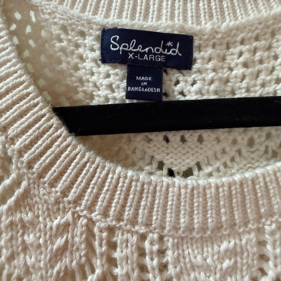 Splendid Honore Boho Chic Cotton Crochet Sweater Tank in Natural Sz XL - Picture 2 of 7